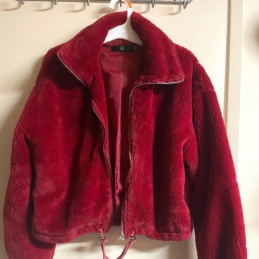Misguided Red Teddy Jacket